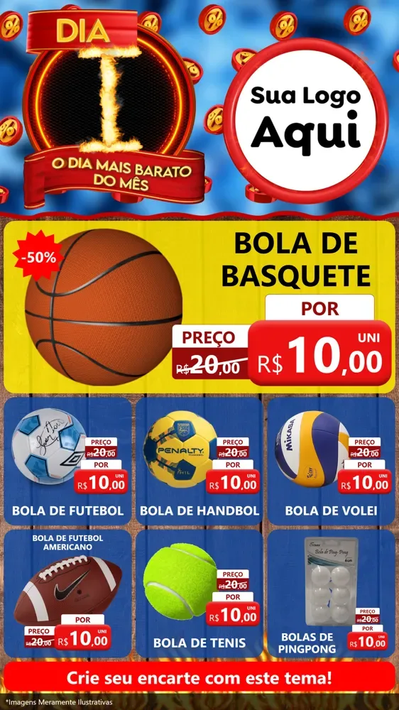 Modelo de Rede Social para Stories com o tema Dia I - O Dia Mais Barato Do Mês para Artigos Esportivos