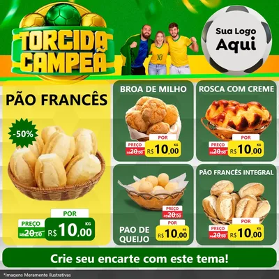 Modelo de Rede Social para Feed Facebook com o tema Torcida Campeã - Copa para Padaria