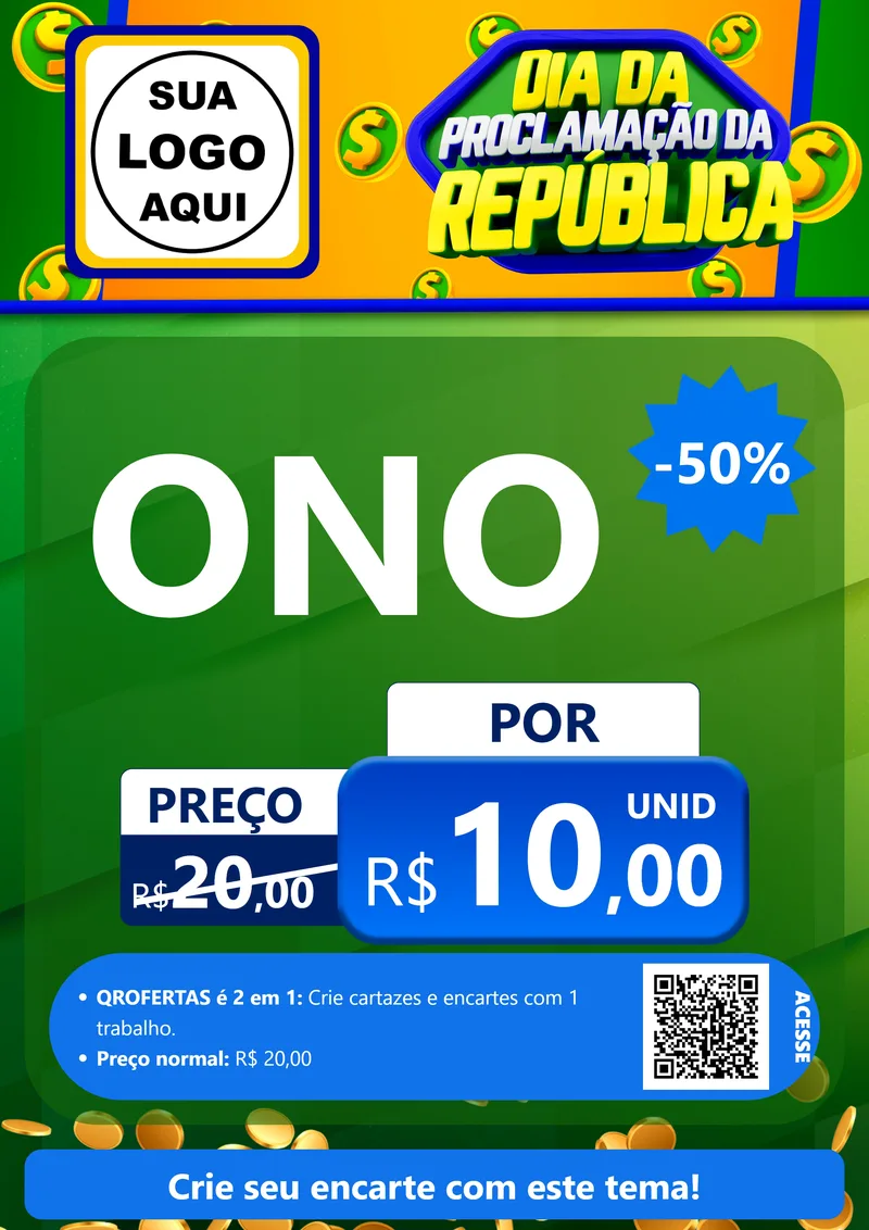 Modelo de Cartaz para Cartaz A4 Vertical com o tema Dia Da Proclamação da República para Óticas