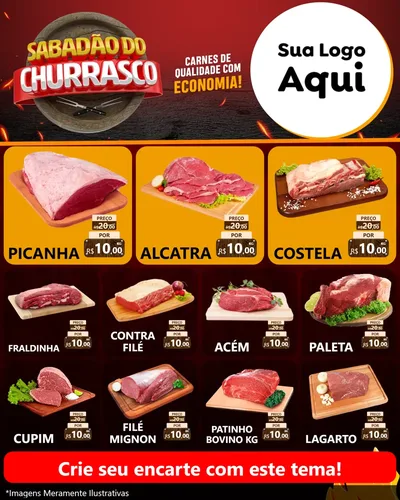 Modelo de Rede Social para Feed Instagram com o tema Sabadão Do Churrasco para Açougue