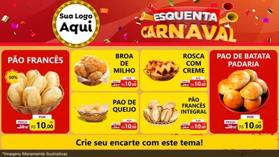 Modelo de TV para TV Horizontal com o tema Esquenta Carnaval para Padaria