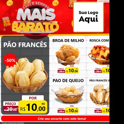 Modelo de Rede Social para Feed Facebook com o tema Mais Barato para Padaria