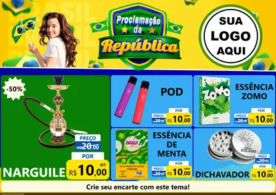 Modelo de Encarte para Encarte A4 Horizontal com o tema Proclamação da República para Tabacaria