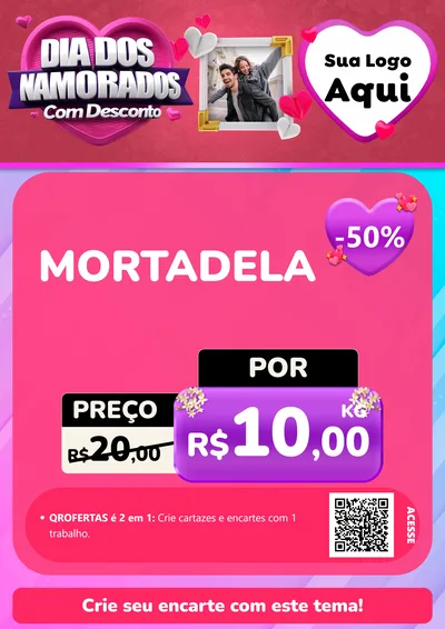 Modelo de Cartaz para Cartaz A4 Vertical com o tema Dia Dos Namorados Com Desconto para Frios e Laticínios