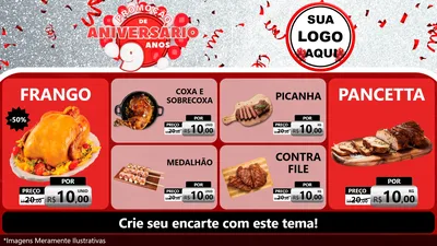 Modelo de TV para TV Horizontal com o tema Promoção de Aniversário - 9 Anos para Assados