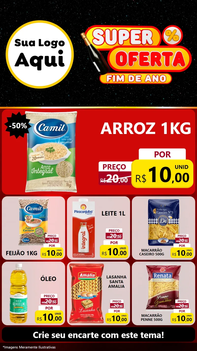 Modelo de Rede Social para Stories com o tema Super Oferta Fim de Ano para Supermercado