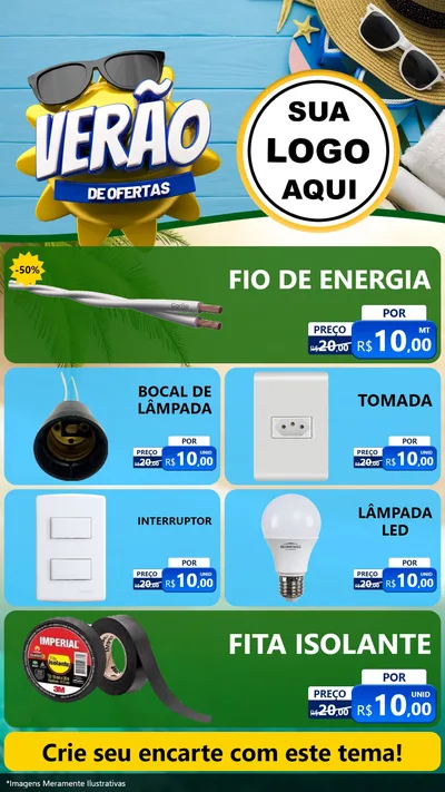 Modelo de TV para TV Vertical com o tema Verão de Ofertas para Materiais Elétricos