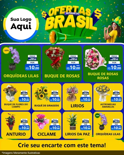 Modelo de Rede Social para Feed Instagram com o tema Ofertas Semana do Brasil para Floricultura e jardim