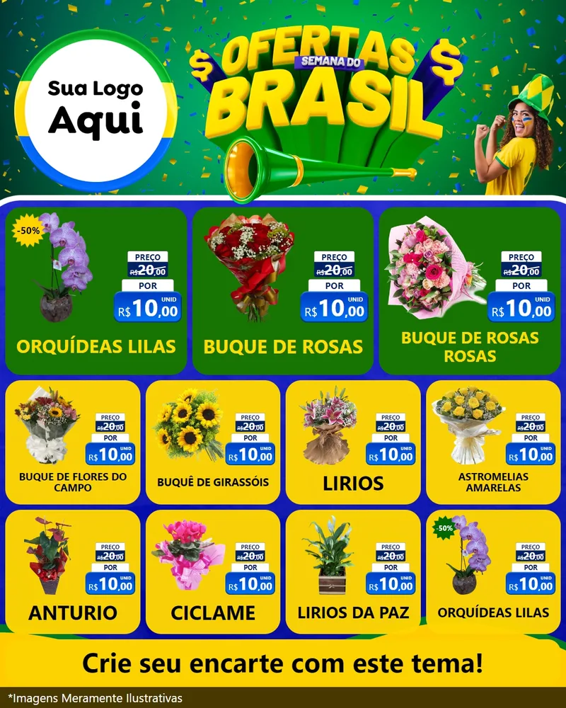 Modelo de Rede Social para Feed Instagram com o tema Ofertas Semana do Brasil para Floricultura e jardim