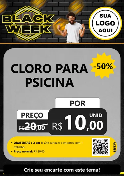 Modelo de Cartaz para Cartaz A4 Vertical com o tema Black Week para Produtos para Piscina