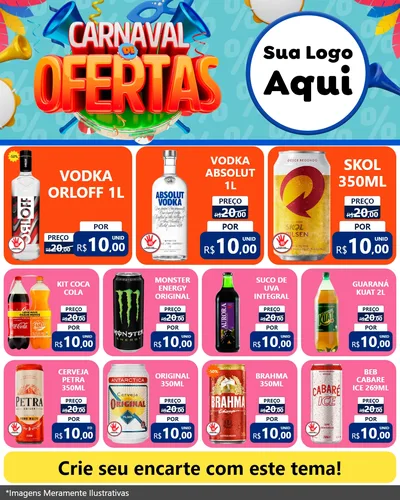 Modelo de Rede Social para Feed Instagram com o tema Carnaval de Ofertas para Distribuidora de bebidas