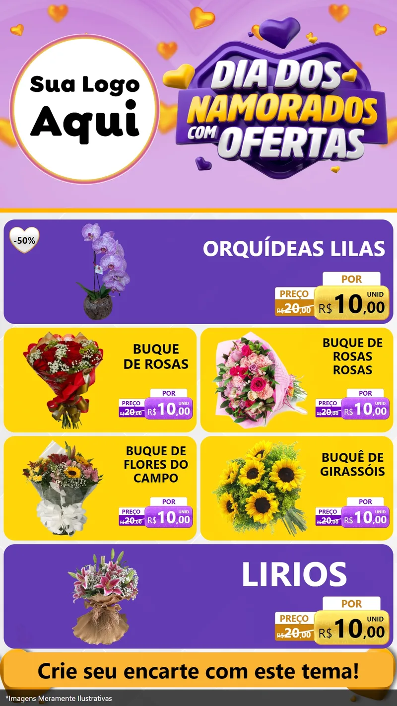 Modelo de TV para TV Vertical com o tema Dia Dos Namorados Com Ofertas para Floricultura e jardim