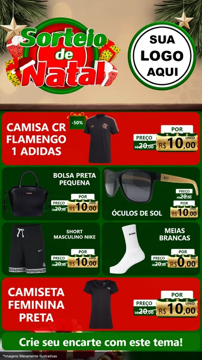 Modelo de TV para TV Vertical com o tema Sorteio de Natal para Roupas e acessórios