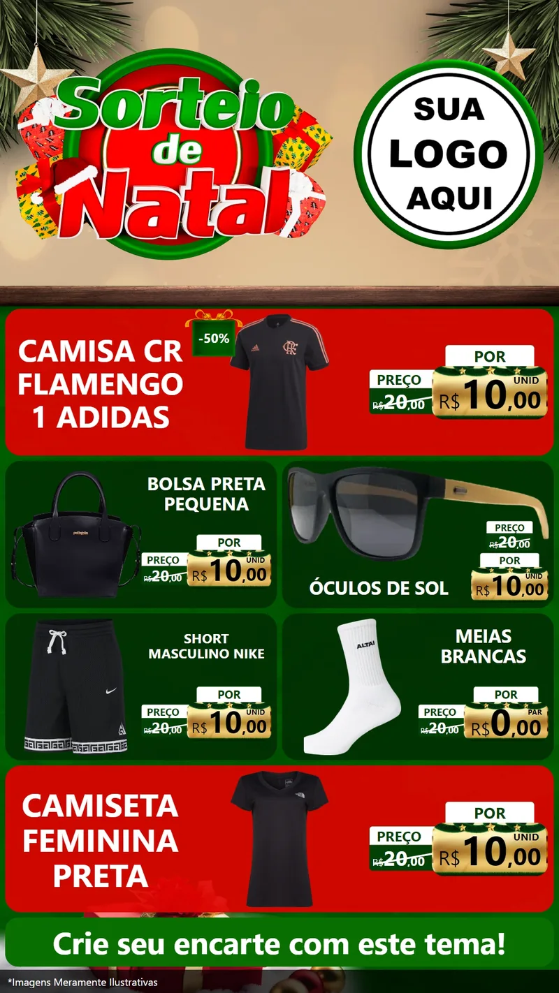 Modelo de TV para TV Vertical com o tema Sorteio de Natal para Roupas e acessórios