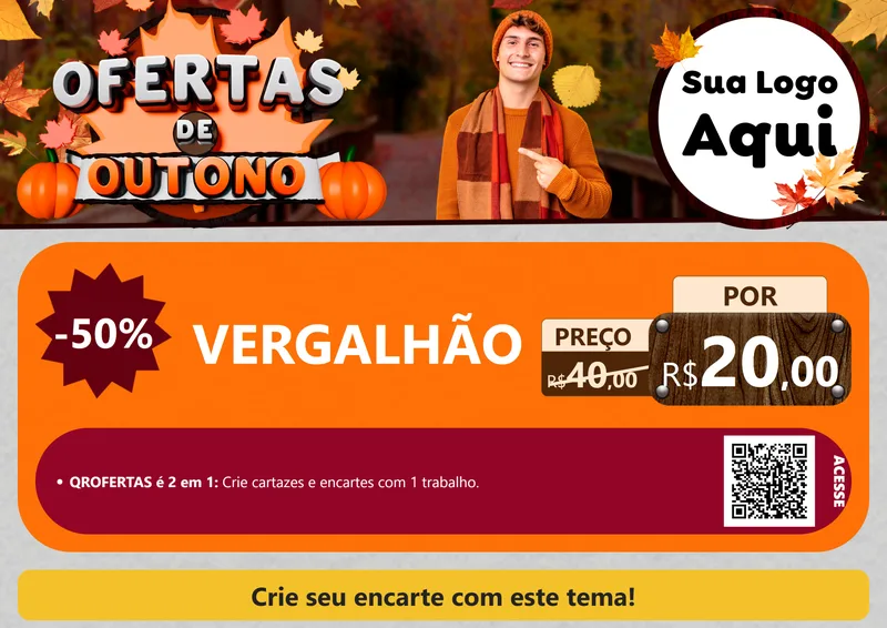 Modelo de Cartaz para Cartaz A4 Horizontal com o tema Ofertas de Outono para Ferragens