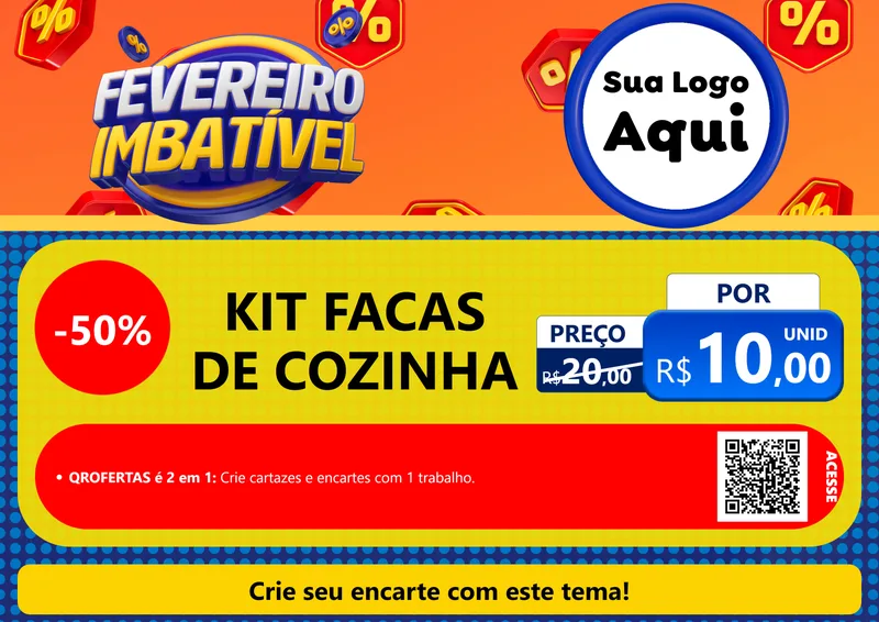Modelo de Cartaz para Cartaz A4 Horizontal com o tema Fevereiro Imbatível para Utilidades Domésticas