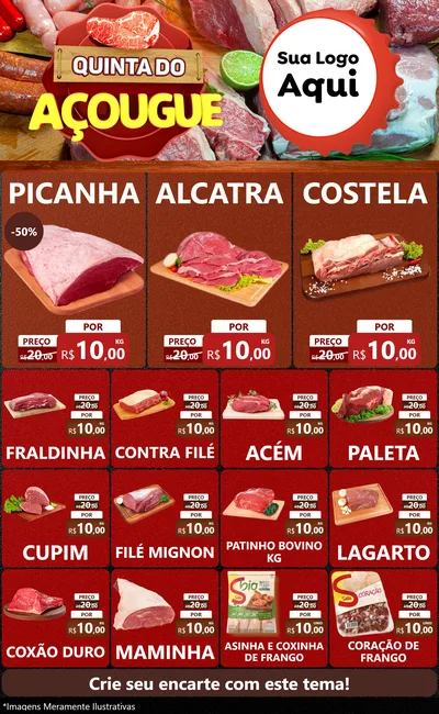 Modelo de Encarte para Encarte Grande com o tema Quinta do Açougue para Açougue