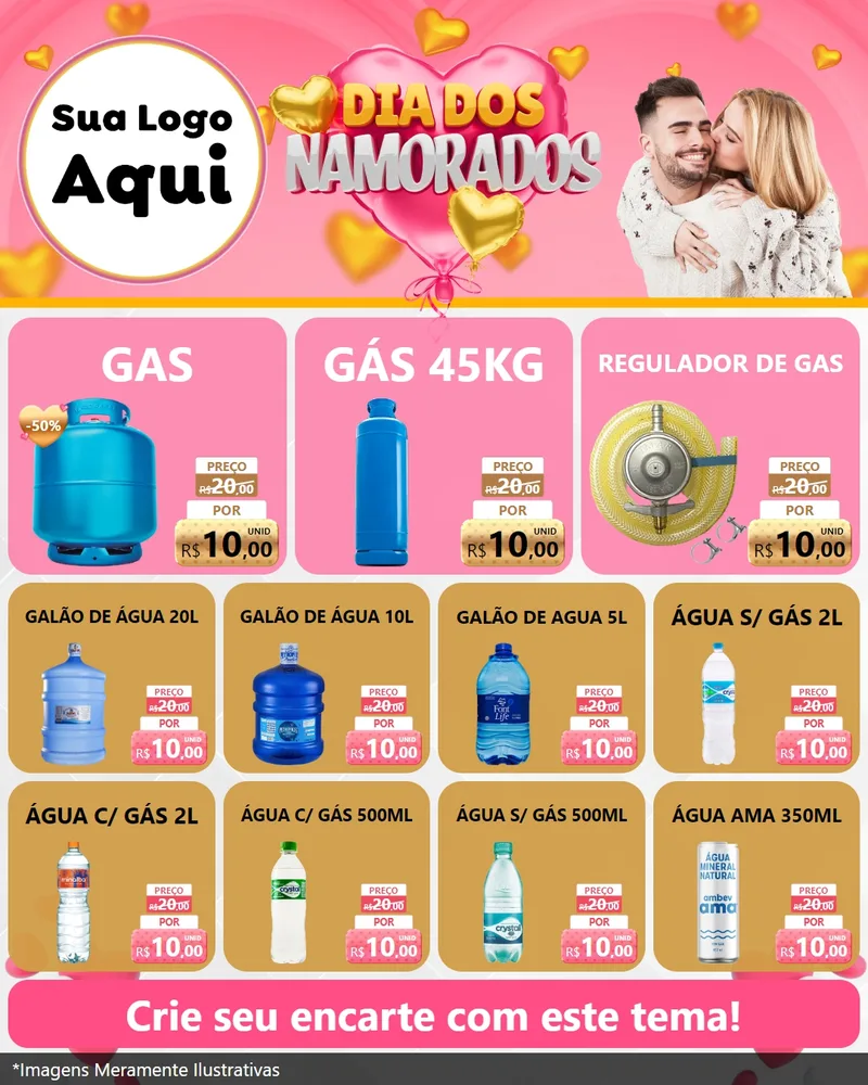 Modelo de Rede Social para Feed Instagram com o tema Dia dos Namorados para Água e gás