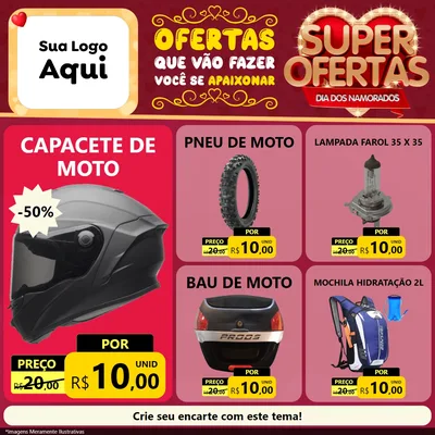 Modelo de Rede Social para Feed Facebook com o tema Dia dos Namorados para Moto peças