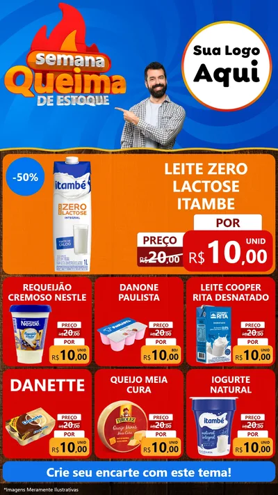 Modelo de Rede Social para Stories com o tema Semana Queima de Estoque para Frios e Laticínios