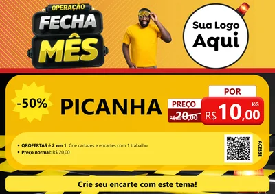 Modelo de Cartaz para Cartaz A4 Horizontal com o tema Operação Fecha Mês para Açougue