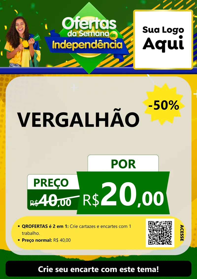 Modelo de Cartaz para Cartaz A4 Vertical com o tema Ofertas da Semana da Independência para Ferragens