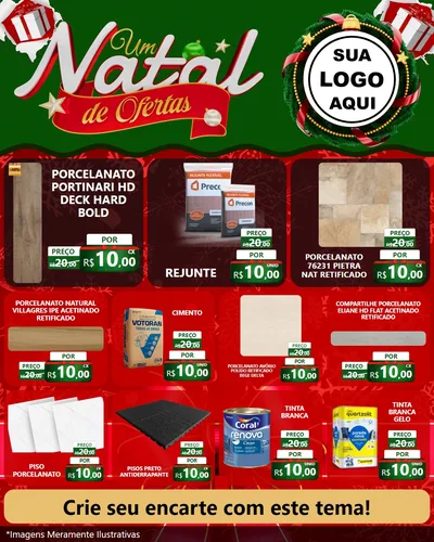 Modelo de Rede Social para Feed Instagram com o tema Um Natal de Ofertas para Pisos e revestimentos