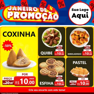 Modelo de Rede Social para Feed Facebook com o tema Janeiro de Promoção para Salgadaria