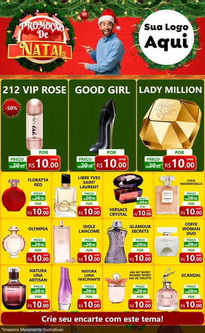 Modelo de Encarte para Encarte Grande com o tema Promoção de Natal para Perfumes