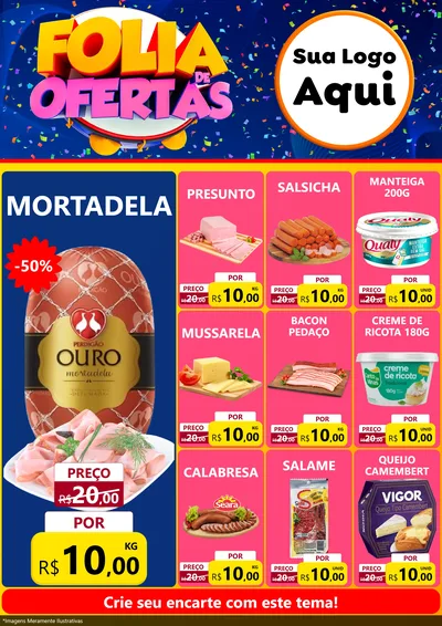 Modelo de Encarte para Encarte A4 Vertical com o tema Folia de Ofertas para Frios e Laticínios