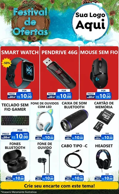 Modelo de Encarte para Encarte Grande com o tema Festival de Ofertas - Inverno para Informática