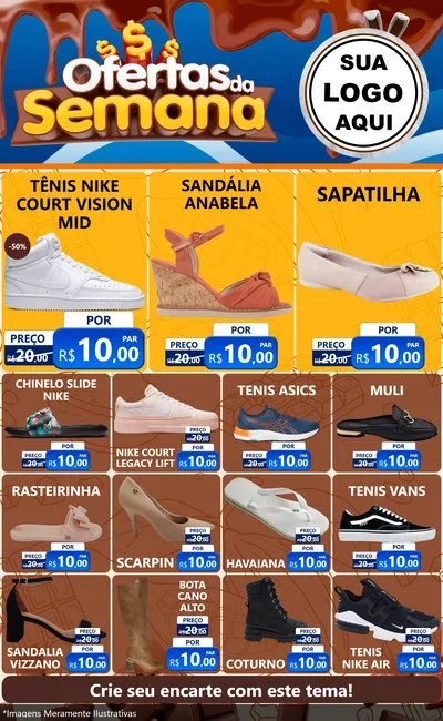 Modelo de Encarte para Encarte Grande com o tema Ofertas da Semana - Páscoa para Calçados