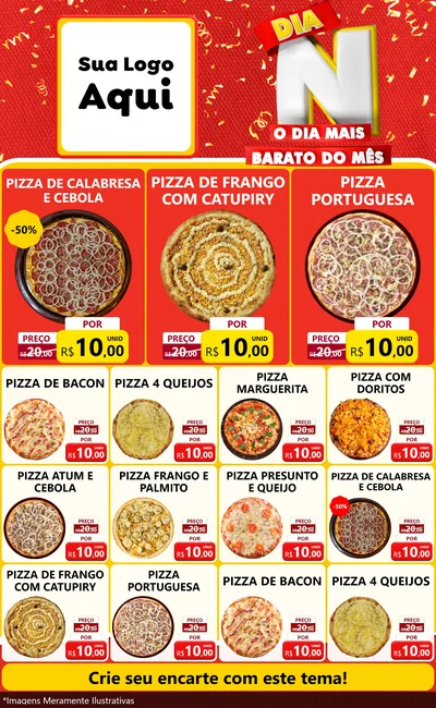 Modelo de Encarte para Encarte Grande com o tema Dia N o Dia Mais Barato do Mês para Pizzaria