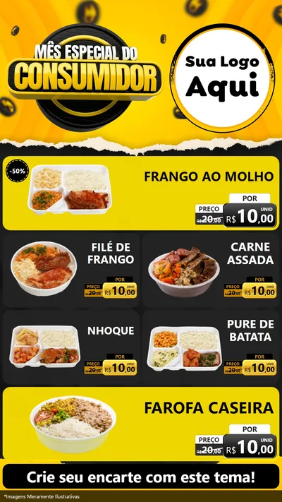 Modelo de TV para TV Vertical com o tema Mês Especial do Consumidor para Restaurante