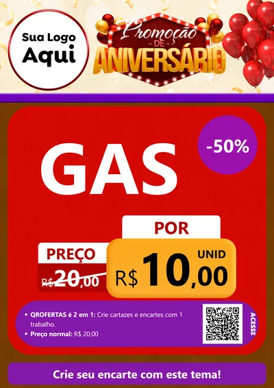 Modelo de Cartaz para Cartaz A4 Vertical com o tema Promoção de Aniversário para Água e gás