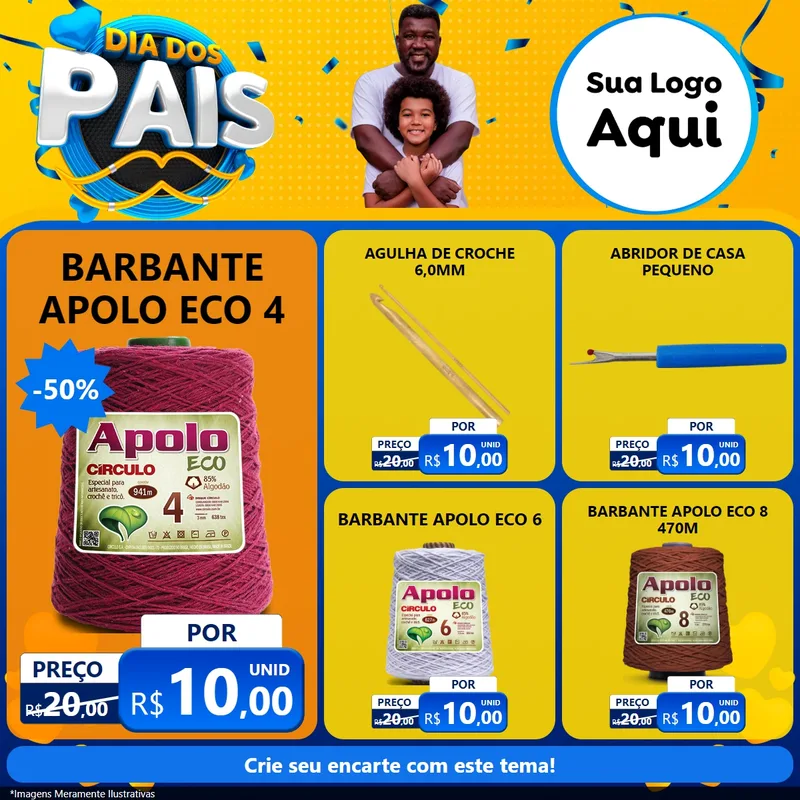 Modelo de Rede Social para Feed Facebook com o tema Dia dos Pais para Armarinho e Aviamentos