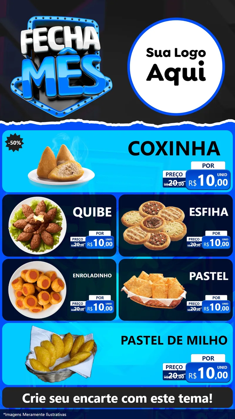 Modelo de TV para TV Vertical com o tema Fecha Mês para Salgadaria