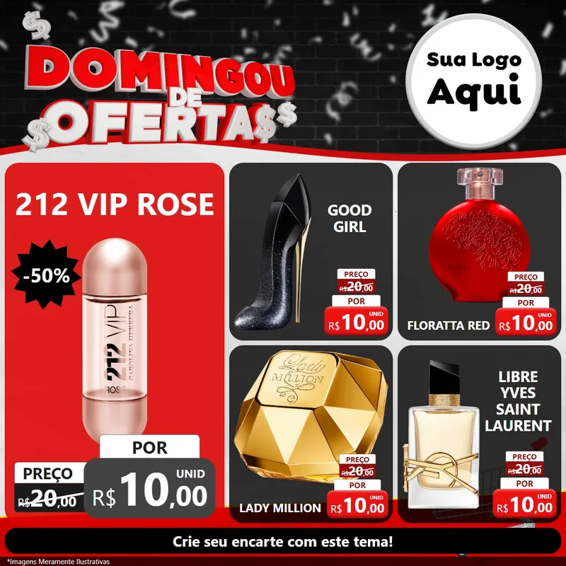 Modelo de Rede Social para Feed Facebook com o tema Domingou de Ofertas para Perfumes