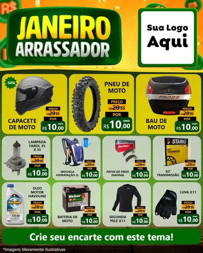 Modelo de Rede Social para Feed Instagram com o tema Janeiro Arrasador para Moto peças