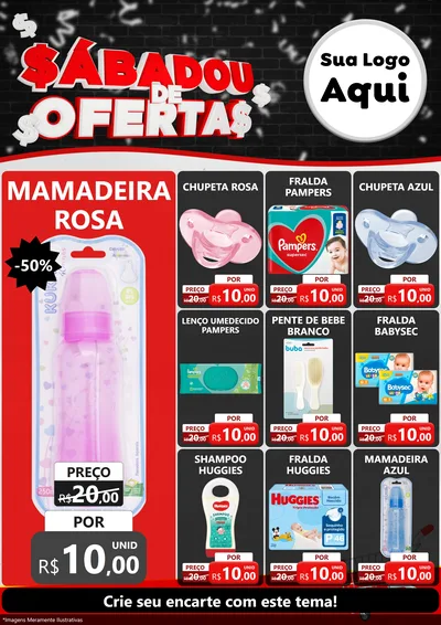 Modelo de Encarte para Encarte A4 Vertical com o tema Sabadou de Ofertas para Bebês
