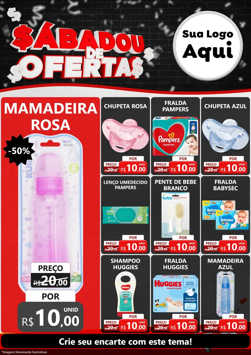 Modelo de Encarte para Encarte A4 Vertical com o tema Sabadou de Ofertas para Bebês
