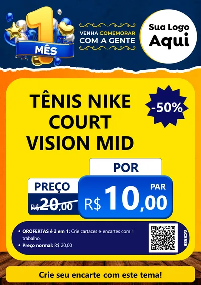 Modelo de Cartaz para Cartaz A4 Vertical com o tema Um Mês de Aniversário para Calçados