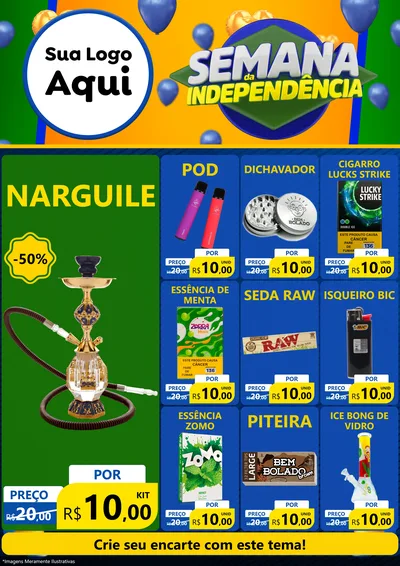 Modelo de Encarte para Encarte A4 Vertical com o tema Semana da Independência para Tabacaria