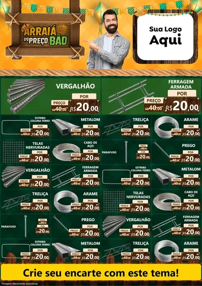 Modelo de Encarte para Encarte A4 Vertical com o tema Arraiá do preço bão para Ferragens