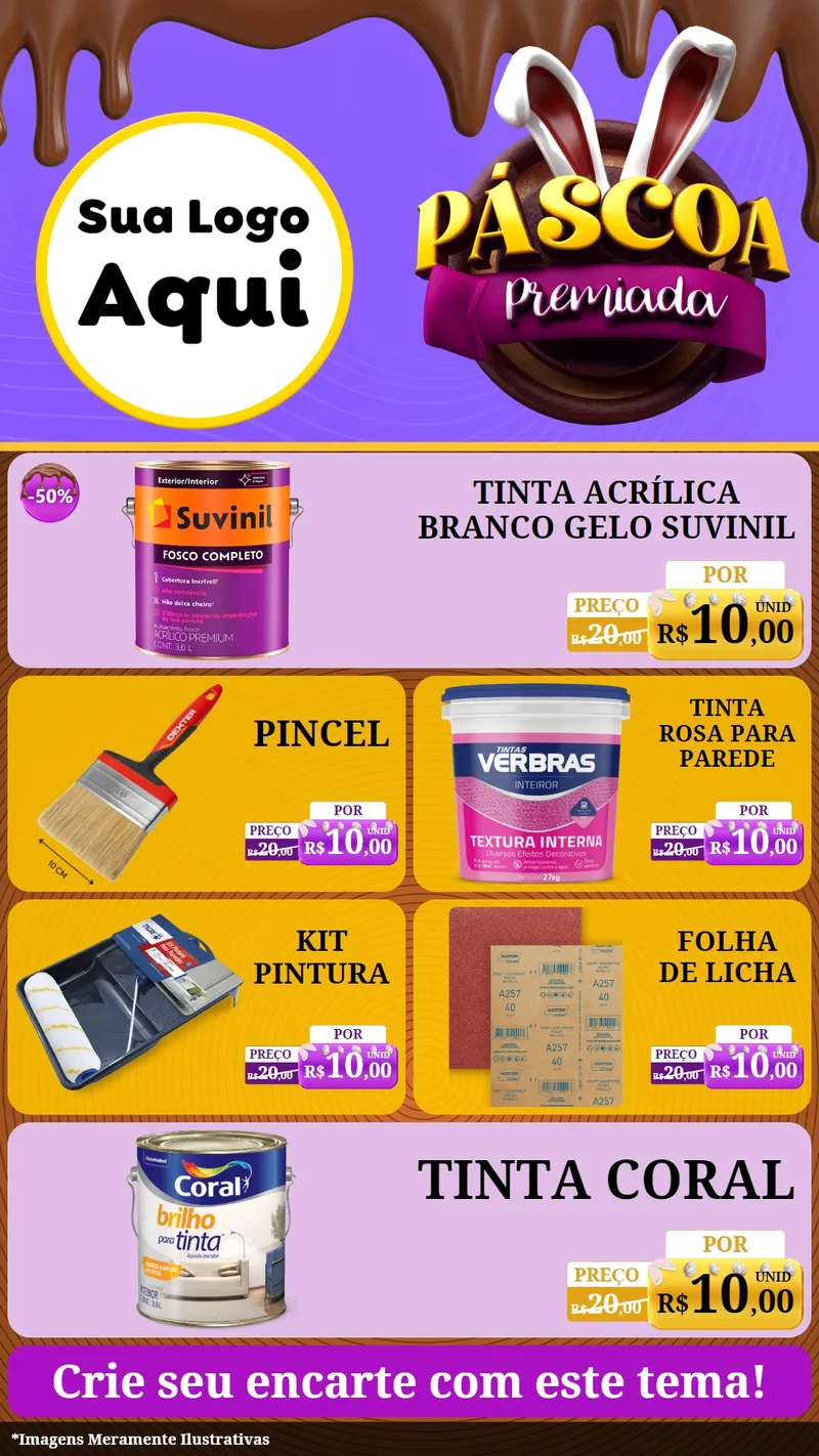 Modelo de TV para TV Vertical com o tema Páscoa Premiada para Tintas e Ferramentas