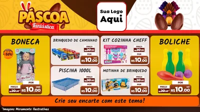 Modelo de TV para TV Horizontal com o tema Páscoa Fantástica para Brinquedos