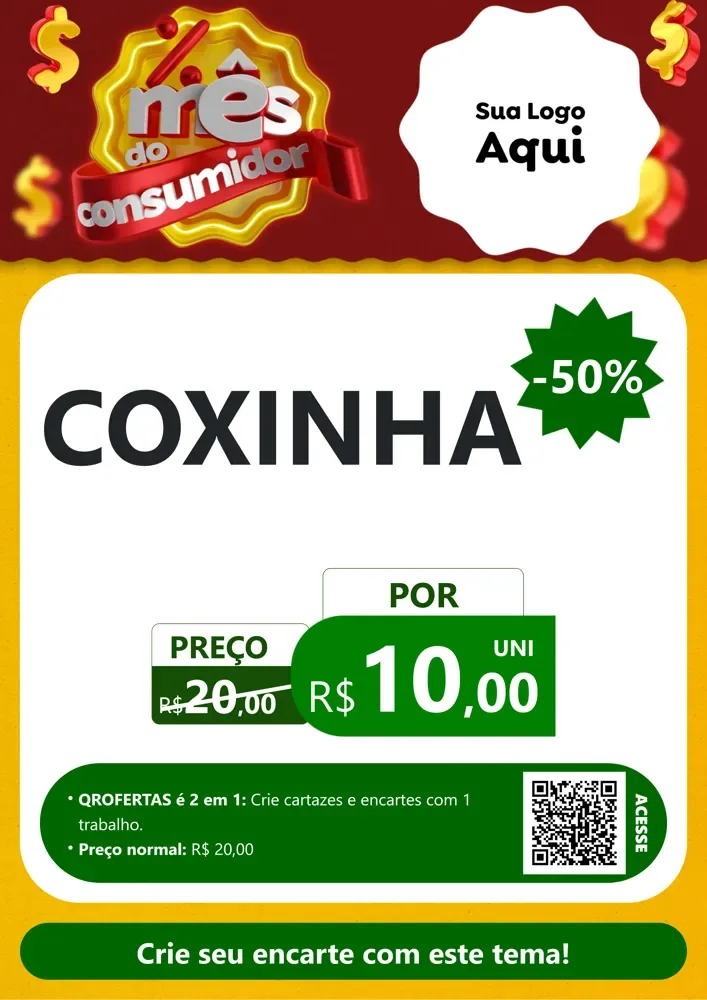 Modelo de Cartaz para Cartaz A4 Vertical com o tema Mês do consumidor para Salgadaria