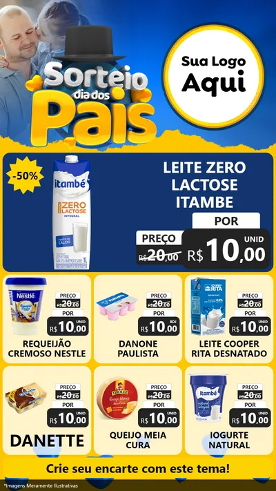 Modelo de Rede Social para Stories com o tema Sorteio Dia Dos Pais para Frios e Laticínios