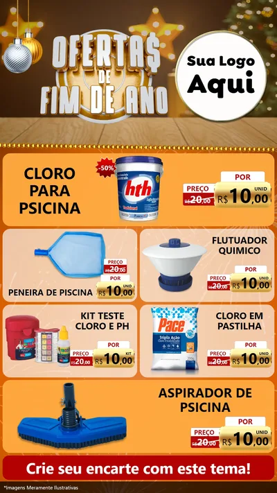Modelo de TV para TV Vertical com o tema Ofertas de Fim de Ano para Produtos para Piscina