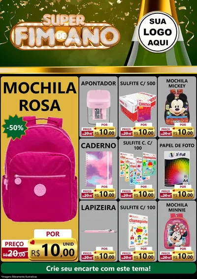 Modelo de Encarte para Encarte A4 Vertical com o tema Super Fim de Ano para Papelaria
